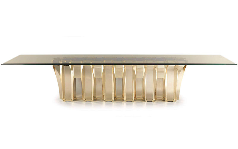 Фото 1 - Обеденный стол Soho прямоугольный золотой 